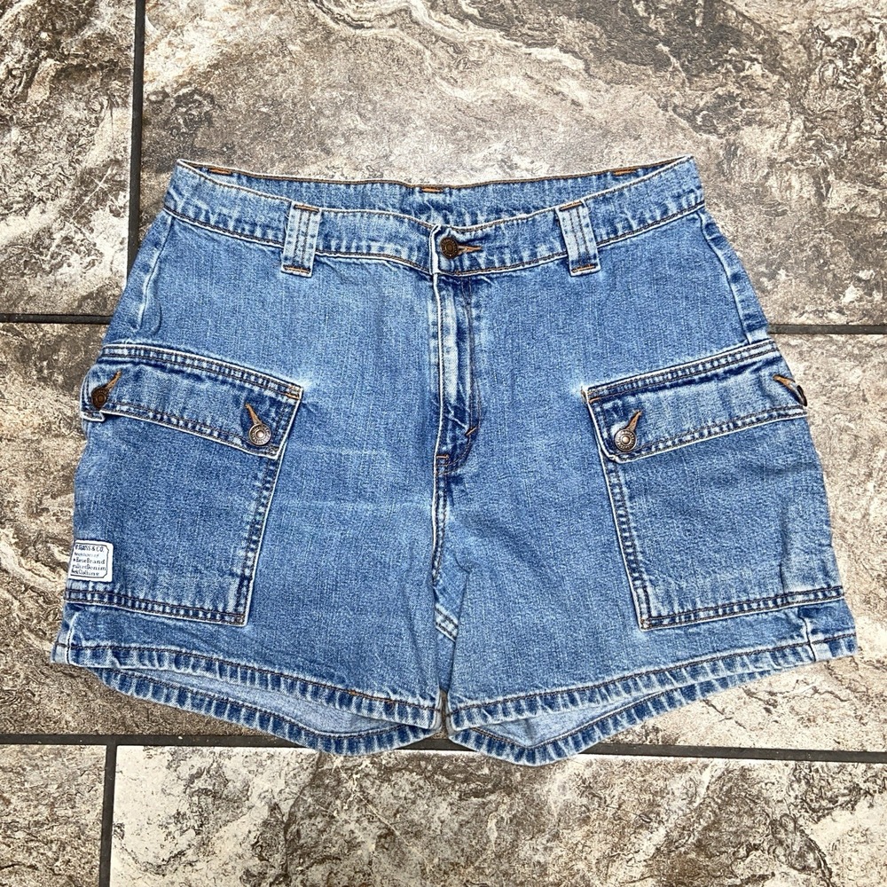 Vintage Levi's Womens Denim Cargo Shorts Size 13 (32 Waist) 1999 90s Blue